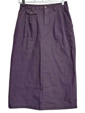 Vintage LizSport Purple Skirt Womens Size 4 Cotton Casual A-Line‎ Button Details